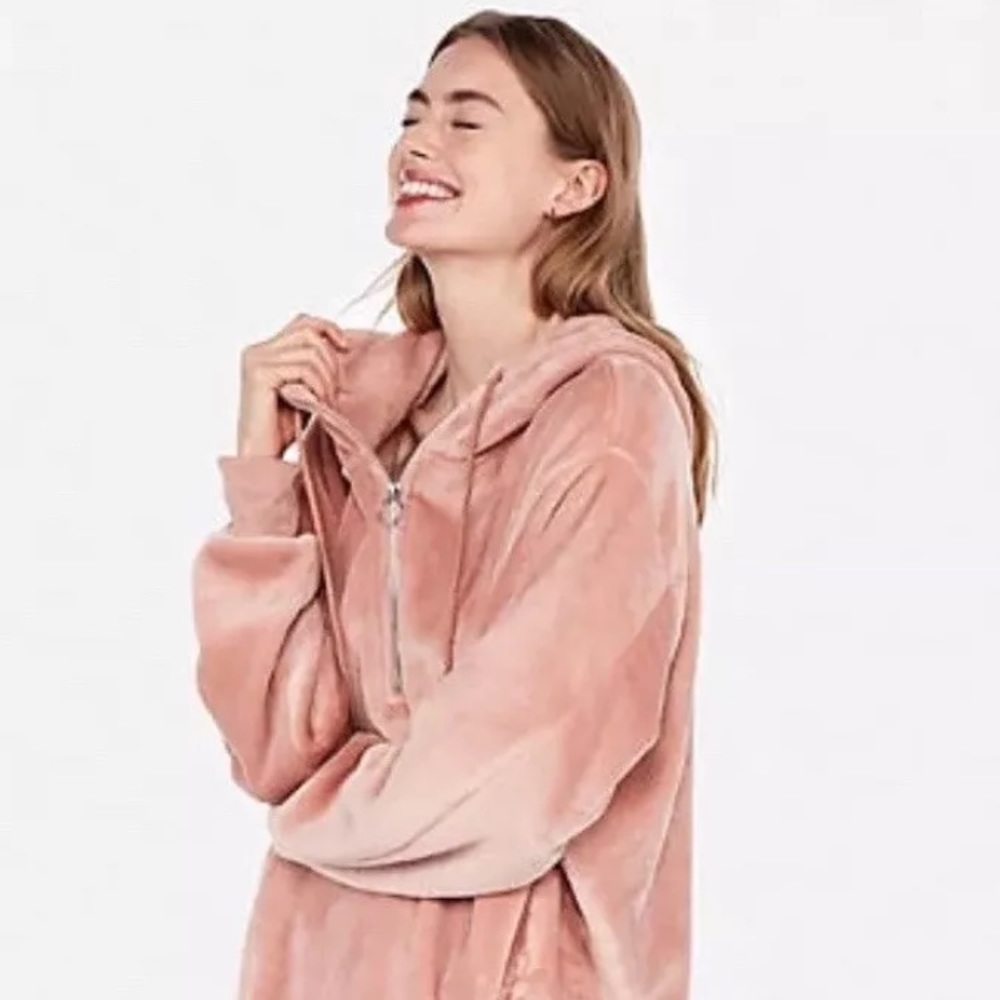 Express one eleven oversized velour sweatshirt